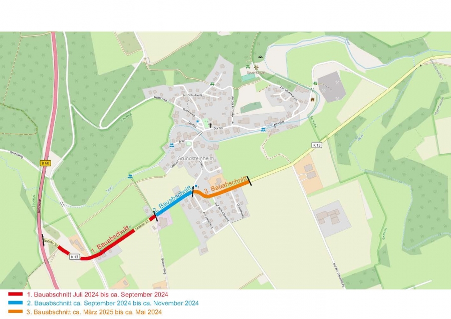 Sanierung der Kreisstraße 13 in der Ortsdurchfahrt Lichtenau-Grundsteinheim ist ab Montag, 15. Juli voll gesperrt. © Kreis Paderborn